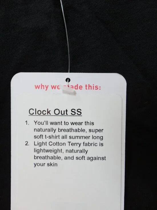 NWT LULULEMON BLK Black Clock Out SS Cotton Terry Fabric Top Shirt Men's Small - Picture 6 of 6